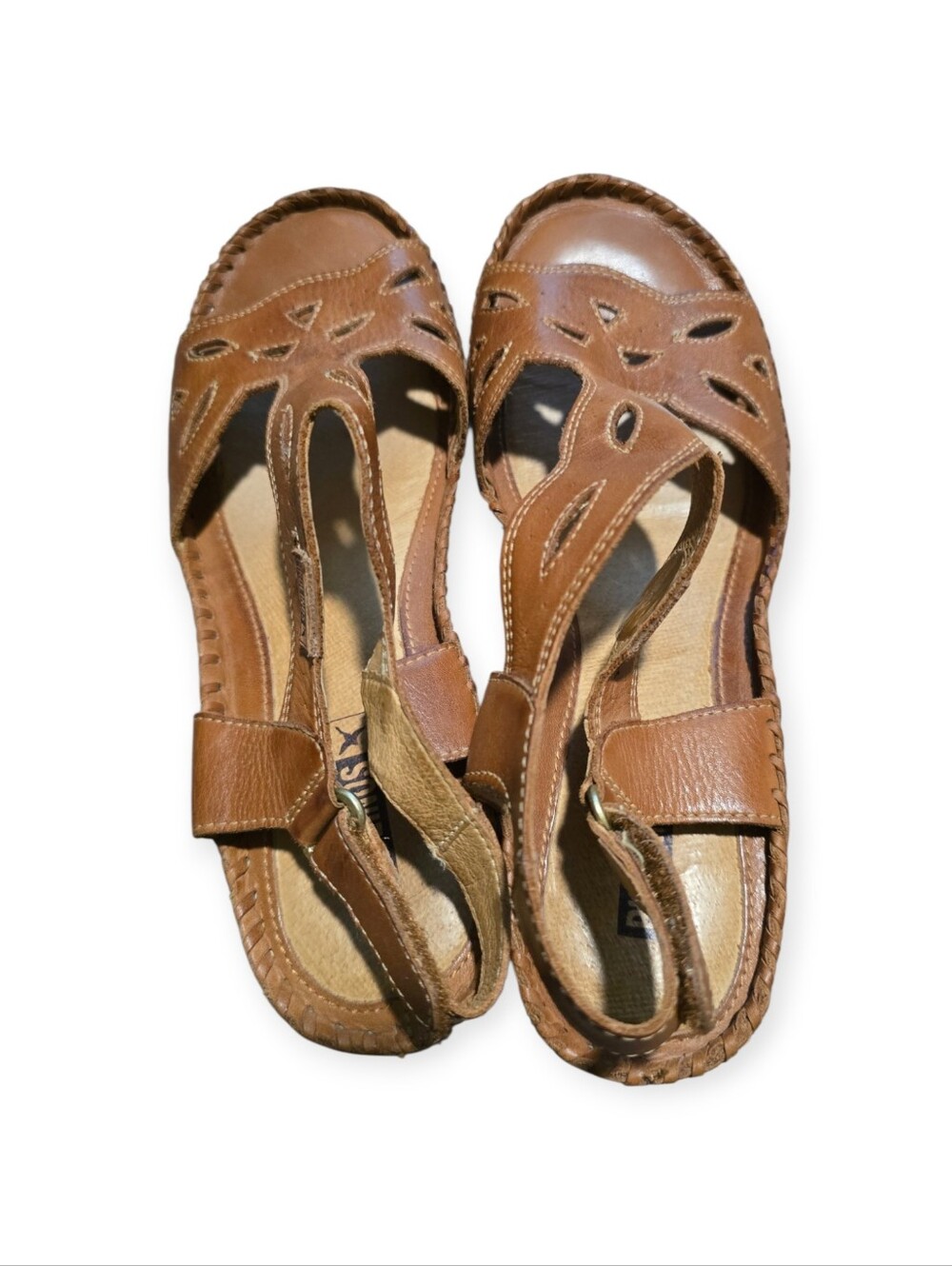 Pikolinos Margarita 943-1607 Brandy leather wedge sandals - Picture 4 of 7